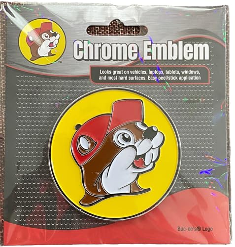 Image of Buc-ee's Logo Chrome Emblem, 3-Inch, Yellow