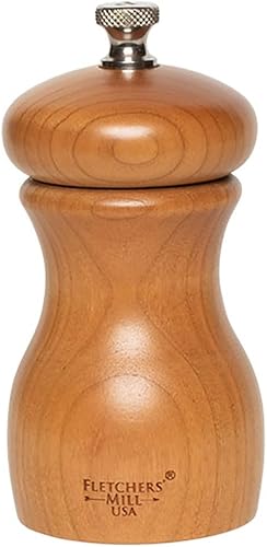 Miniatura 3 de Fletchers' Mill - Colección Marsala de molinillo de pimienta, cereza, 4 pulgadas, grosor ajustable fino a grueso, fabricado en Estados Unidos