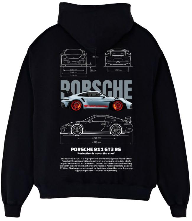 911 GT3 Supercar Hoodie Track Car Spec Sheet Pullover for Motorsport Enthusiasts | Racing-Inspired Performance Hoodie (UAE/KSA Alpha L Regular Regular Black)
