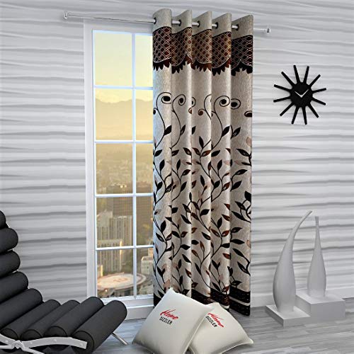 Image of Home Sizzler 1 Piece Eyelet Polyester Window Curtain - 5ft, Brown