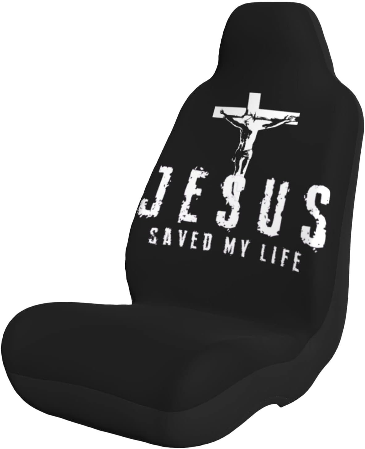 Christian Jesus Saved My Life Cross Car Seat Covers Print Front Auto Seat Cover,Car Bucket Seats Protector Covers Universal Fit for Car Truck SUV