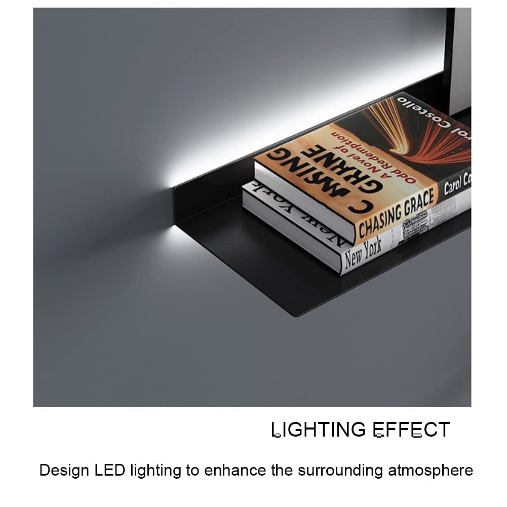 Mensole sospese Mensole che emettono luce, Mensole espositive creative in metallo con luce a LED montate a parete, per scaffale per piante o cucina per ufficio, 1 PZ (Size : 60x15x6cm)