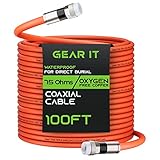 GEARit Coaxial Cable for Direct Burial (100ft) RG6 70 Ohm RF Rubber Boot Waterproof Underground in-Wall with Rubber Boot, High-Speed Internet, Broadband, Digital TV Aerial, Satellite Cable 100 Feet