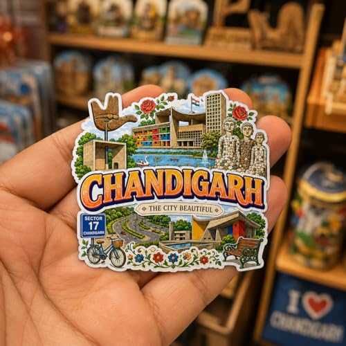 Image of Zesta Wooden Fridge Magnets Set | Refrigerator Decor Magnets for Kitchen | India Souvenir Fridge Magnet Collection | Wooden Magnet for Fridge Door Decoration (Chandigarh)
