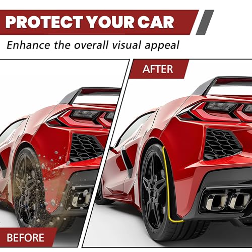 Image of Kojem 4Pcs Front & Rear Splash Guard Mud Flaps Compatible with 2020-2025 Chevy Chevrolet Corvette C8 Replacement for 84263453 84263457 Extended Mudflaps Wheels Fender Protectors Black