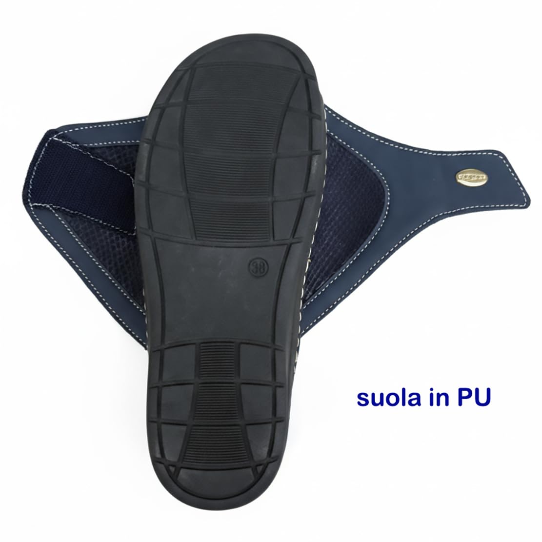 Ciabatte sanitarie donna a strappo con tomaia ecopelle e tessuto elastan Merylin comode con plantare estraibile