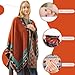 Hoosige Women's Tassel Open Front Poncho Cape 51.2 x 61'' Reversible Winter Warm Shawl Wrap Printed Poncho Cardigan for Women Autumn (Brown)