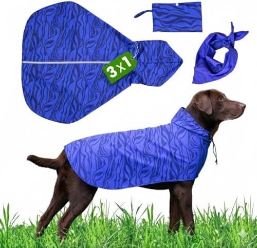 Chubasquero Perro Grande Impermeable Perro Mediano - Ajustable y Ligero, Reflectante, con Capucha y Agujero para Collar, 100% Impermeable, para Todas Las Estaciones, Incluye Bandana y Bolsa