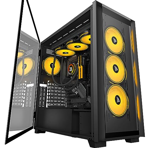 AMANSON ATX PC Case,E-ATX Tower 3*Tempered Glass Gaming Computer Case Desktop Case Black,Support 360MM RAD (Fans are not Included) (H07) AMANSON ATX PC Case,E-ATX Tower 3*Tempered Glass Gaming Computer Case Desktop Case Black,Support 360MM RAD (Fans are not Included) (H07)