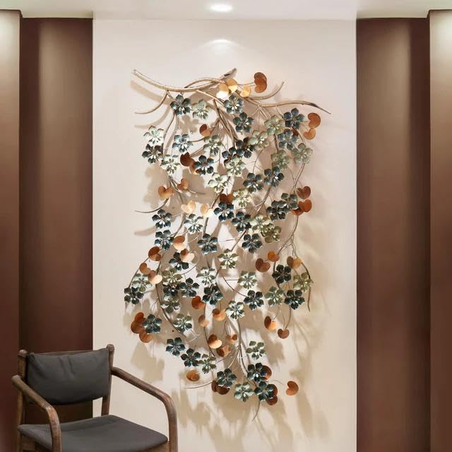 Image of ZOVE Iron Modern Luxury 3D Modern Flower Creative Design Wall Art | Home Decoration /Living Room /Hotel /Restaurant /Office /Farm House | Color: Multicolor | Size: (46 INCH Height)