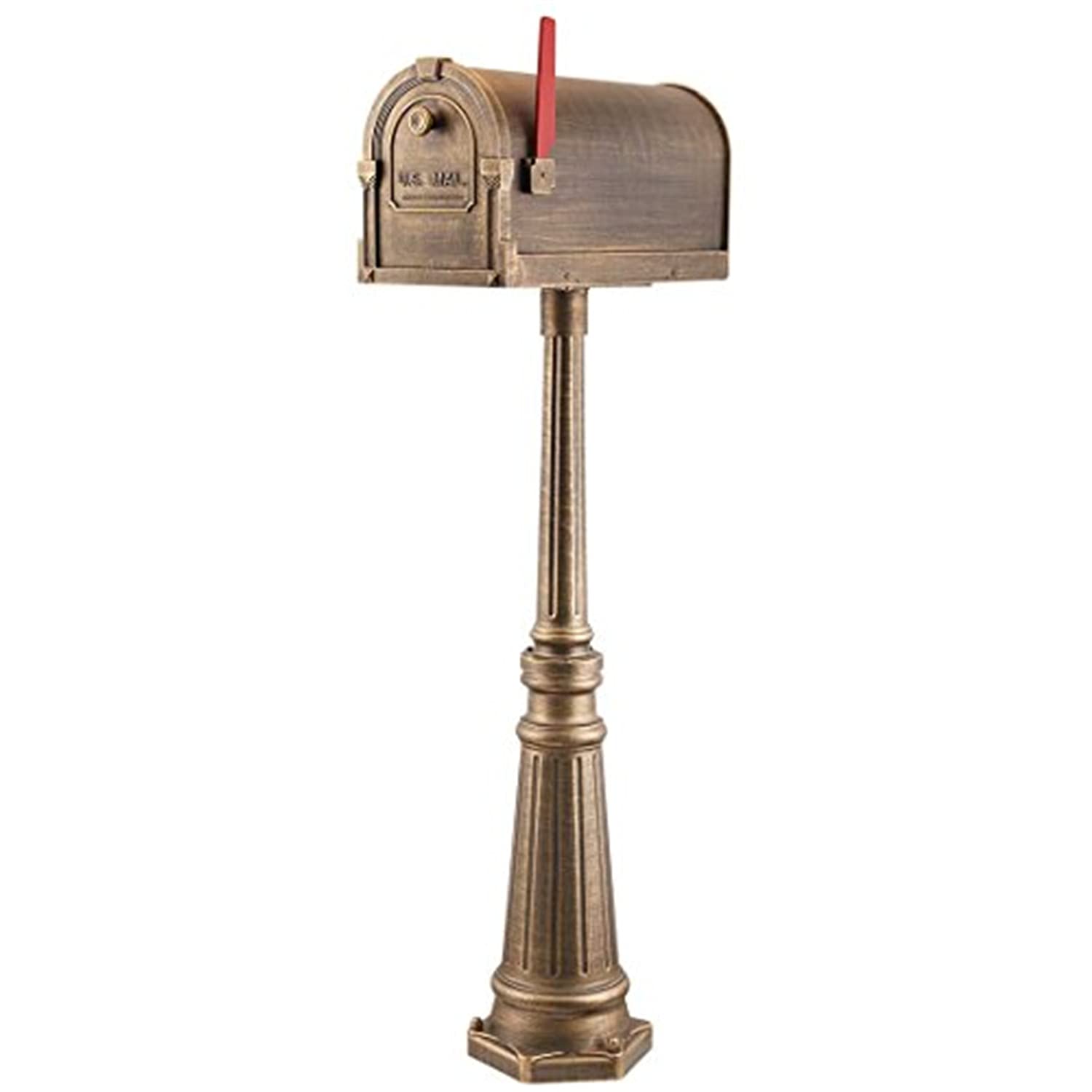 Special Lite Savannah Curbside Mailbox with Tacoma Post - Copper Aluminum Mailbox with Post - SCS-1014_SPK-591-CP