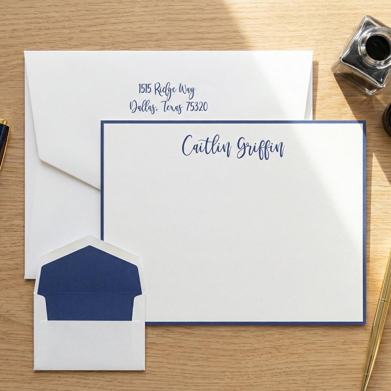 Personalized Bubbly Flat Cards with Envelopes | Horizontal Format | 4.5" x 6.25" | Triple-Thick 140 lb Cover Cardstock | Raised Ink Thermography | Custom Personalized Stationery | Set of 25 | Made in the USA