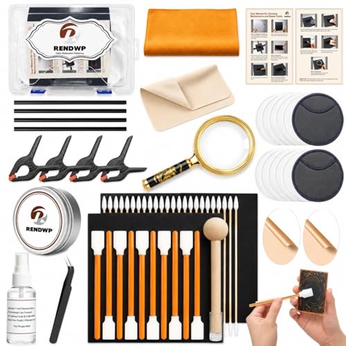 RENDWP 17-in-1 Trading Card Cleaning Care Kit with Clean Spray Polish Tweezers Flattening Tool in Box for All Cards Restoration Repair and Grading Preparation and Flattenin Card Clean Accessories