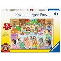 Ravensburger Barn Party 35 Piece Jigsaw Puzzle – Farm Animal Scene with Cow, Pig, Sheep, Dog & Cat – Fun Educational Toy for Kids Ages 4+