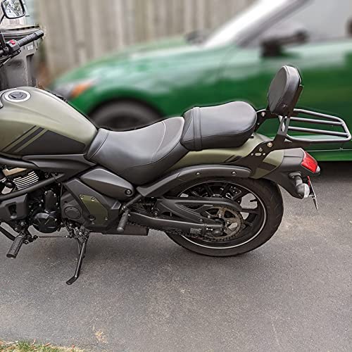 COPART Abnehmbare Beifahrer-Rückenlehne Sissy Bar für Kawasaki Vulcan S 650 VN650 2015-2019 (mit Gepäckträger, Schwarz, Stahl, Kunstleder)