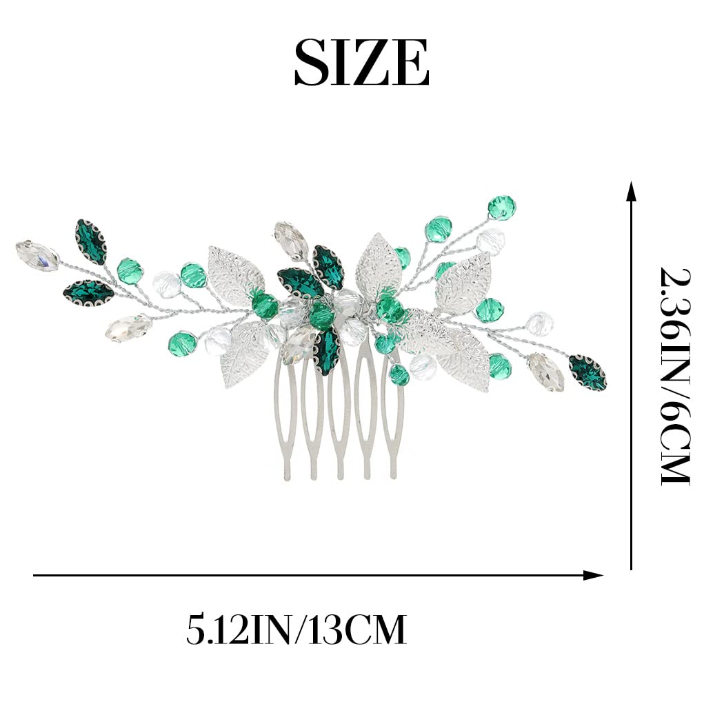 IYOU Pettini per capelli da Sposa Verde Accessori per capelli Matrimonio di Cristallo Prom Party Sposa Pettini Laterali per le donne