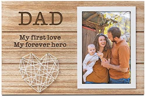 Personalized Wood Picture Frame Photo Fathers Day Personalized Gifts for Dad from Daughter Son Cute Engraved Wooden Frame Fits 4x6 Picture Plaque Keepsake to Daddy Gift Photo Holder