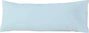 WhatsBedding Body Pillow Cover Cotton Fabric, Long Pillowcase Breathable & Skin-Friendly, Envelope Closure - Light Blue (20x54 inch)