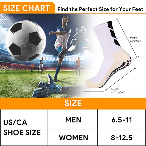 Qcwqmyl Grip Socks Soccer 1 Pairs White Crew Socks For Men Non Slip Soccer Socks Mens Athletic Socks Pilates Grip Socks #TOP2