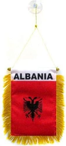 AZ FLAG Albania Mini Banner 6 x 4 pulgadas - Banderín albanés 5.9 x 3.9 in - Mini pancartas de 4 x 6 pulgadas con ventosa