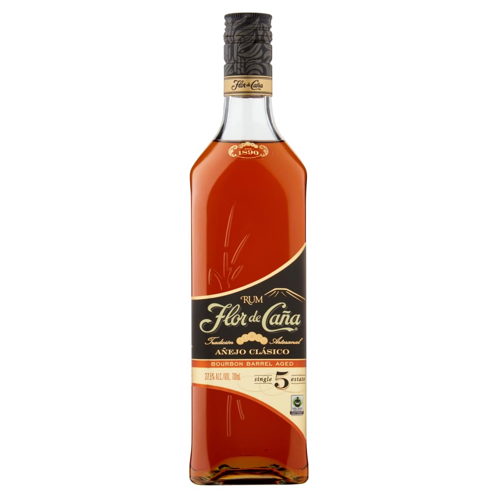 ‎Flor de Caña 5yr Añejo Clásico Rum 70cl, 37.5% ABV | Sustainably produced, Premium Aged Rum | Nicaragua