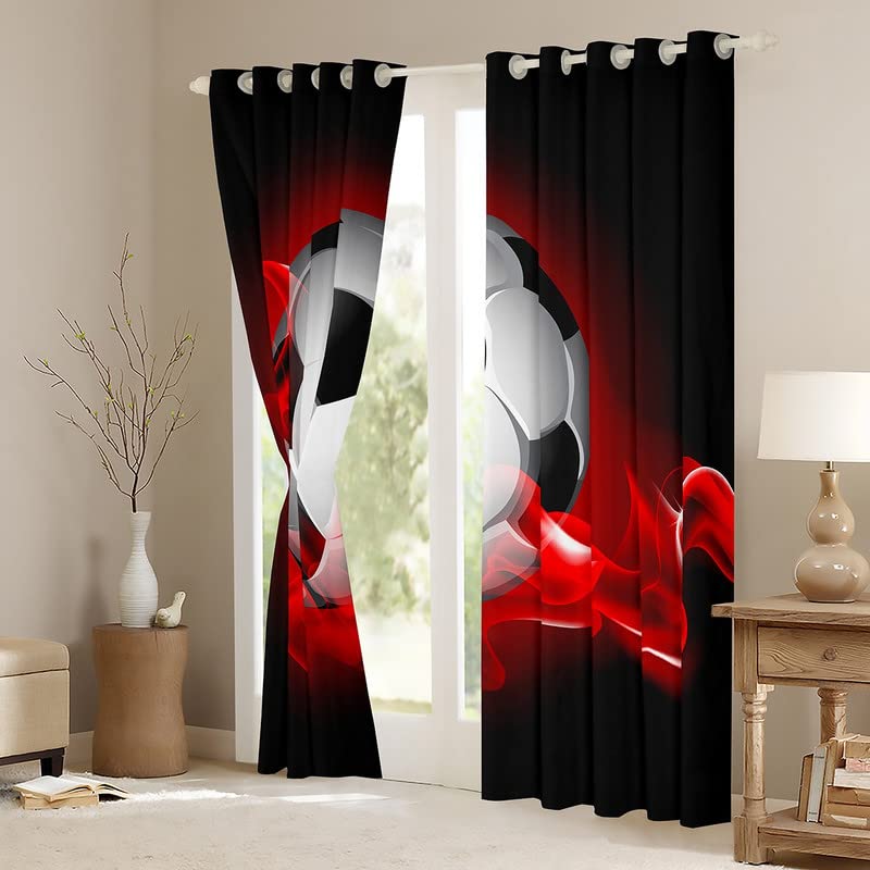 Feelyou Rugby Sports Darkening Dreapes Football Kids Curtains for Bedroom Living Room Soccer Game Blackout Curtains Gift Football Lover Window Treatments 2 Panels, 52 x 63 Inch