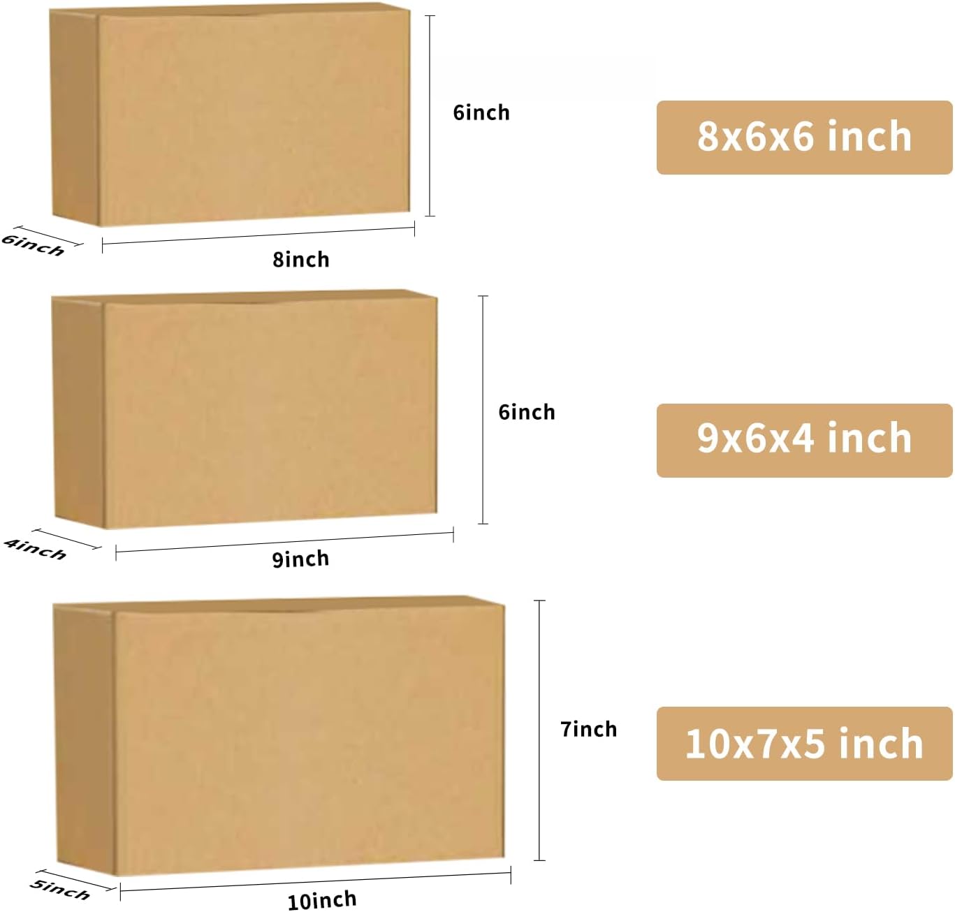 36Pcs Shipping Boxes,8x6x6 & 9x6x4 & 10x7x5 Mix and match Small Shipping Boxes,3 Sizes 12PCS Each shoe boxes cardboard.