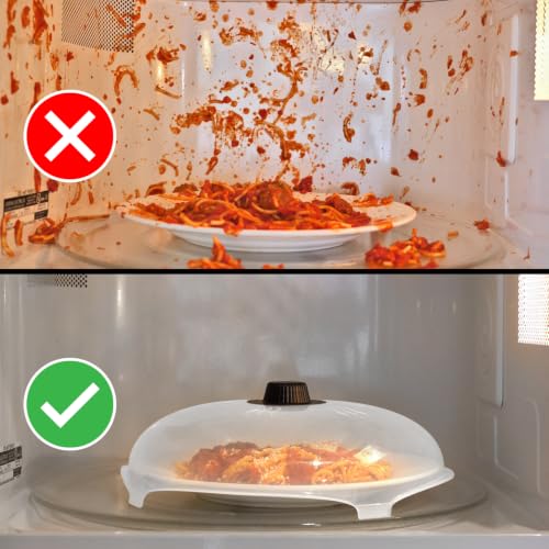 Image of HOVER COVER Tall Magnetic Microwave Splatter Cover for Food, 12 Inch-Black