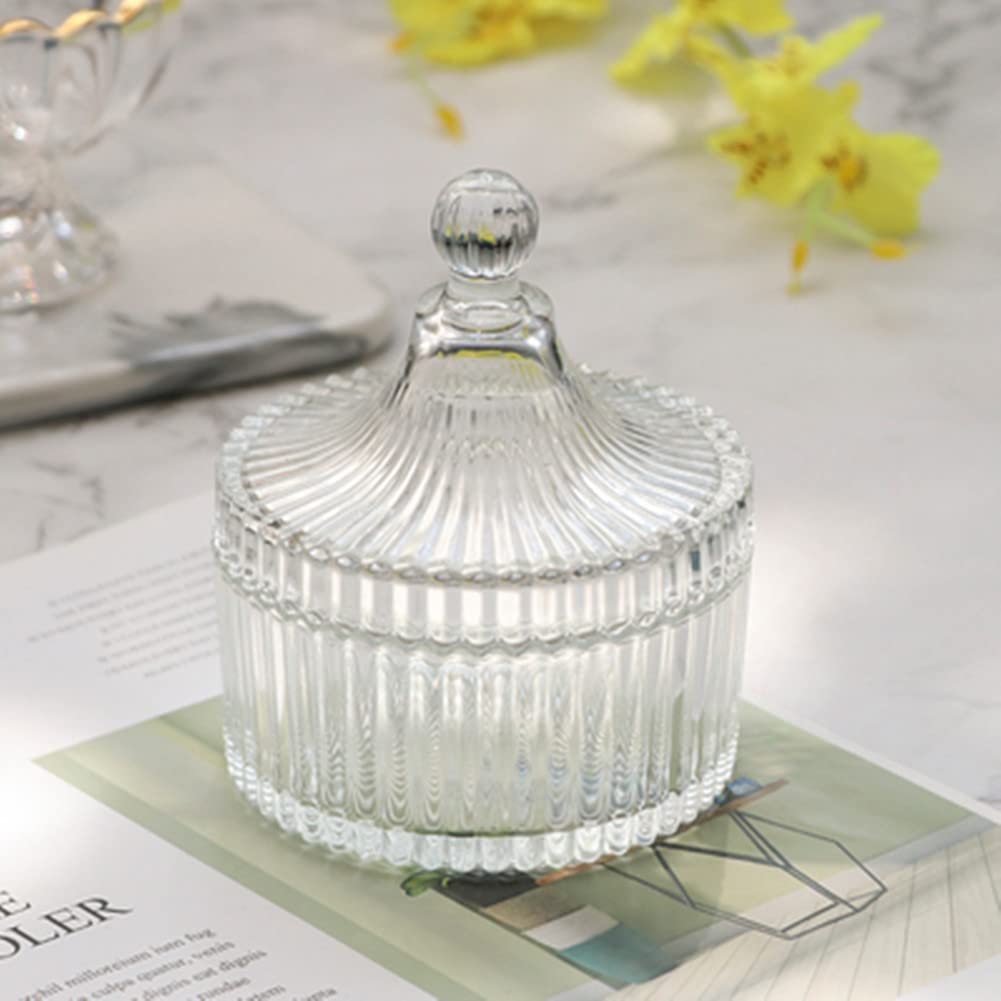 SELLONWANELO Fashion Transparent Glass Cotton Swab Box Jewelry Storage Box Cotton Swab Cosmetic Cotton Box ?White?