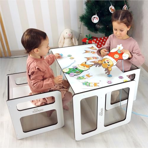 Genérico Mesas de cubo multifuncional Montessori, para o desenvolvimento infantil e conforto, mesa Montessori (M + L)