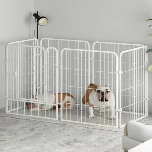 Pet Cage，Pet cage,Dog Playpen Indoor Outdoor, 6 Panels Dog Pen Dog Fence Exercise with Doors for Large/Medium/Small Dogs, Heavy Duty Dog Crate Play Pen for RV Camping Yard,White,80x40x50cm