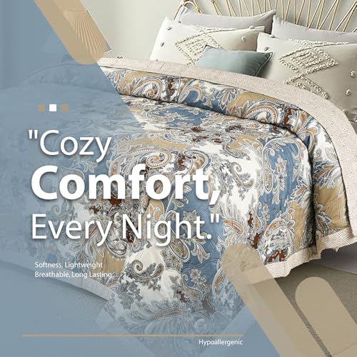 Image of Amazon Brand - Umi Ultrasonic 280tc All Season Ultra Supersoft King Size bedcover /Rajaai Quilted Bedspread Ac Blanket /Comforter for Double Bed Durable and Lightweight 220 x 230 Cm, Silver & Beige
