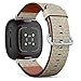 CJBROES Replacement Leather Watch Band, Compatible with Fitbit Versa 3 and Fitbit Sense of Wristband Bracelet Accessory - Beautiful Geometric Design