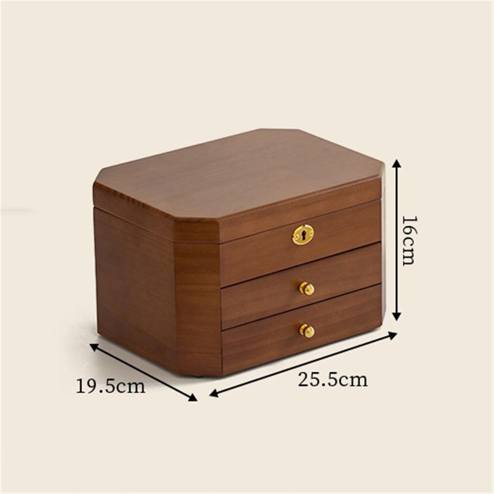 Soporte de joyería Caja de almacenamiento joyería madera vintage hexagonal