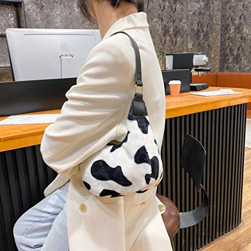 SOIMISS Moda Adorável Vaca Estampada Axila Bolsa de Pelúcia Fofo Moderno Bolsa de Ombro Crossbody Bo