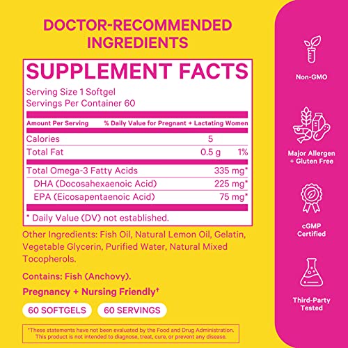 Pink Stork Dha: Prenatal Dha Multivitamin, Enhances Baby’s Brain & Nervous System, Support From Prenatal Vitamins & Omega 3 Fatty Acid Fish Oil, Women-Owned, 60 Capsules #TOP3