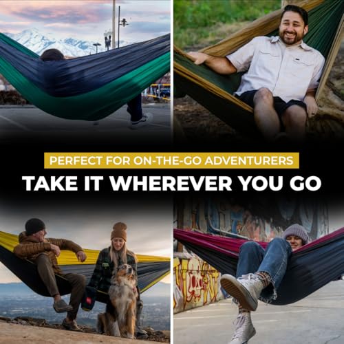 Grand Trunk Double Deluxe Hammock | Ultra-Strong & Lightweight | 11 ft Hammock with Ripstop Nylon | 500 lb Capacity | Fast-Drying & Weather-Resistant | Navy/Light Blue - Image 6