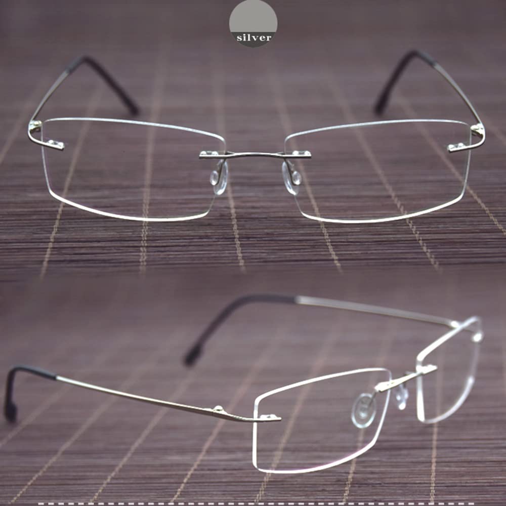 FREAZE Occhiali da lettura ultraleggeri fotocromatici occhiali da lettura senza viti, per uomo e donna, senza bordo, multifocus 1.0X-3.0X (colore : argento, dimensioni: 1,5X)