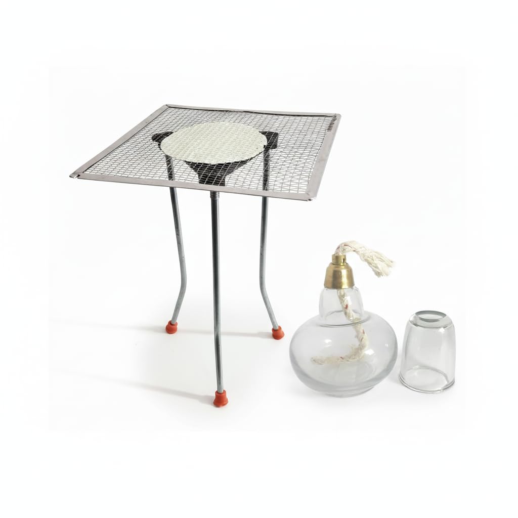 Premium Laboratory Glass Alcohol Burner Lamp with Heavy-Duty Tripod Stand and Wire Gauze - Complete Scientific Heating Kit for Lab, School & DIY Projects-image-7