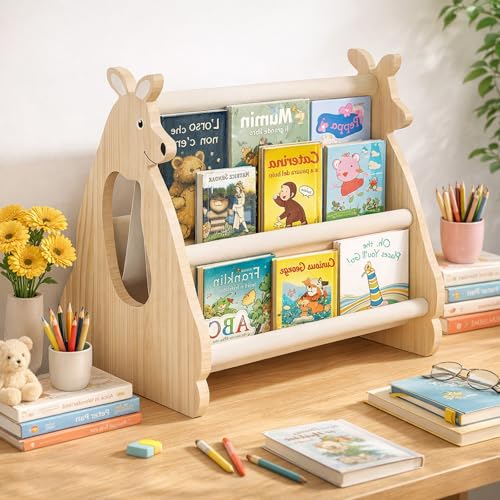 YuLiMirich Montessori regał na książki dla dzieci, drewniany, regał na książki, do pokoju dziecięcego, do przechowywania książek