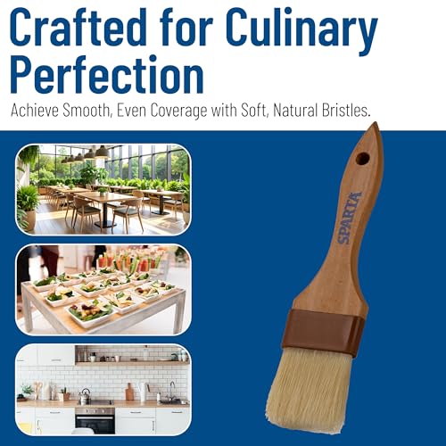 Image of SPARTA Kitchen Basting Brush - 4037400 Basting Brush for Cooking Flat Boar Bristle Brush, Hardwood Handle for Kitchens, Restaurants, Catering, High Heat Food Prep, 2in, Pack of 12