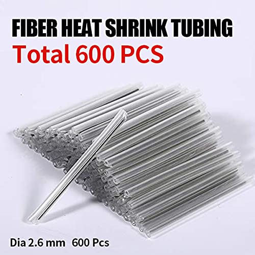 Foto von 600 Stück 2,6 mm Durchmesser 60 mm Länge Schrumpfschlauch 1,0 mm Stahlnadel beliebte klare PE-Faser-Spleißrohre Optische Faser-Spleißschutzhülsen (vorgeschrumpft)