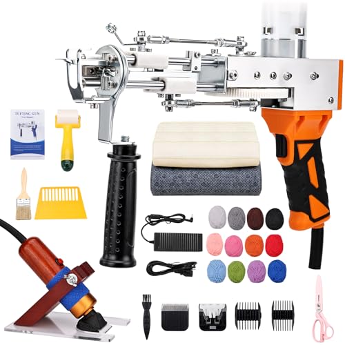 Image of Tufting Gun Kit 2 in 1 Non-Slip Grip Carpet Trimmer kit Digital Screen Controls Speed Rug Gun Kit Cut Pile /Loop Pile Rug Tufting Kit