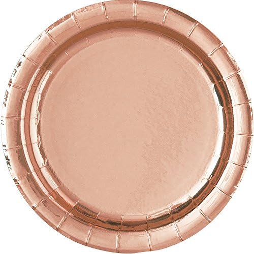 Foil Rose Gold Rectangular Paper Appetiser Plates, Pack of 8