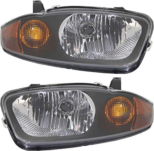 Evan-Fischer Headlight Set Compatible with 2003-2005 Chevrolet Cavalier Left Driver and Right Passenger Side Halogen With bulb(s)