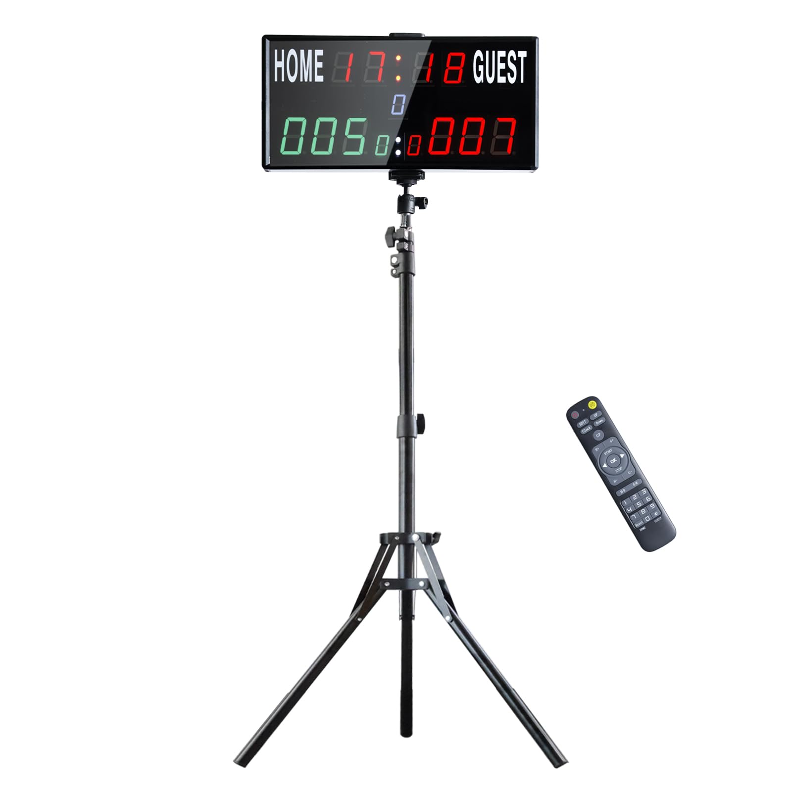 Tabellone Segnapunti Elettronico Portatile, 13 Cifre per Basket con Orologio, Gioco Tennis con Conto alla Rovescia/Crescente, LED Scoreboard per Pallavolo, Cornhole, Badminton