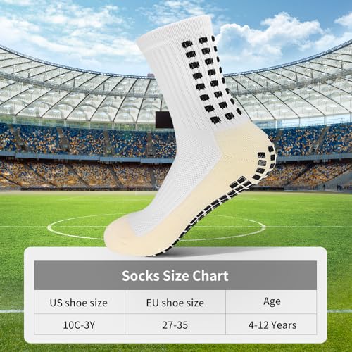 Yufree 4 Pairs Youth Grip Soccer Socks Grip Socks Kids Boys Girls Athletic Sport for Baseball Football Basketball2