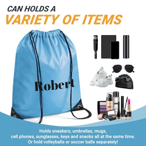 Custom Drawstring Bags with Name Logo Text, Personalized Drawstring Pouch Bulk, Customized Drawstring Bag for Gym, Sports, Events, 13.4”x17”3