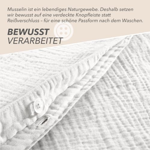 Pure Label Musselin Bettwäsche 4tlg 2x135x200+2x80x80 - Weiß – Ansicht 4