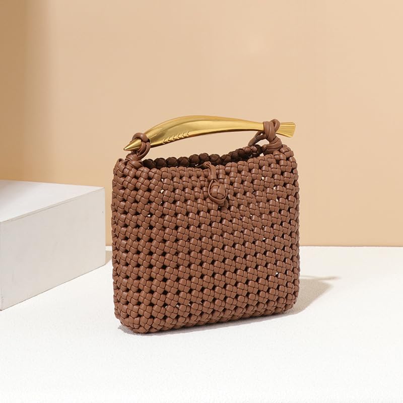 y2k Crossbody Bag Fashion Straw Shoulder Bag Classy Sling Purse Aesthetic Chic Designer Handbag Women Trendy Purse Bag (Apricot)4